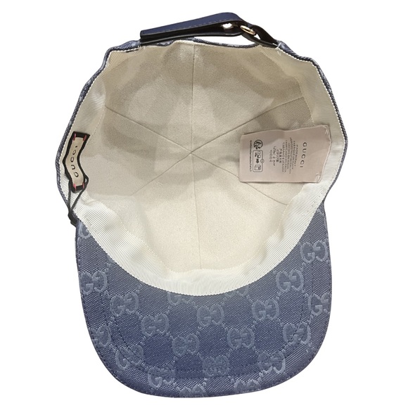 Gucci Blue GG Monogram Canvas Cotton Baseball Cap Hat - Picture 6 of 9